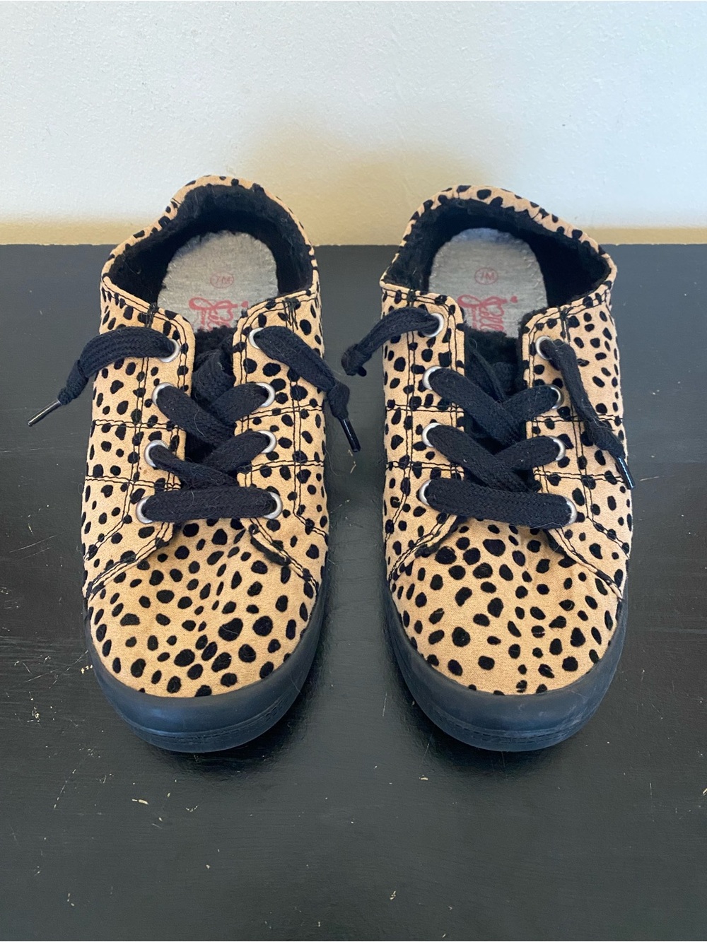 Jellypops Comfort Varsity Leopard Sneakers Womens 7 Slip-on Shoes Faux Fur Lined